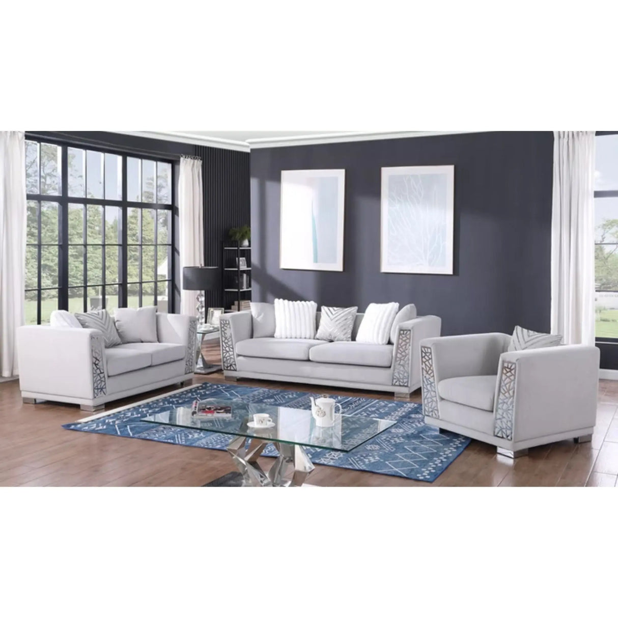 Marquis Sofa Set in Grey Queensons