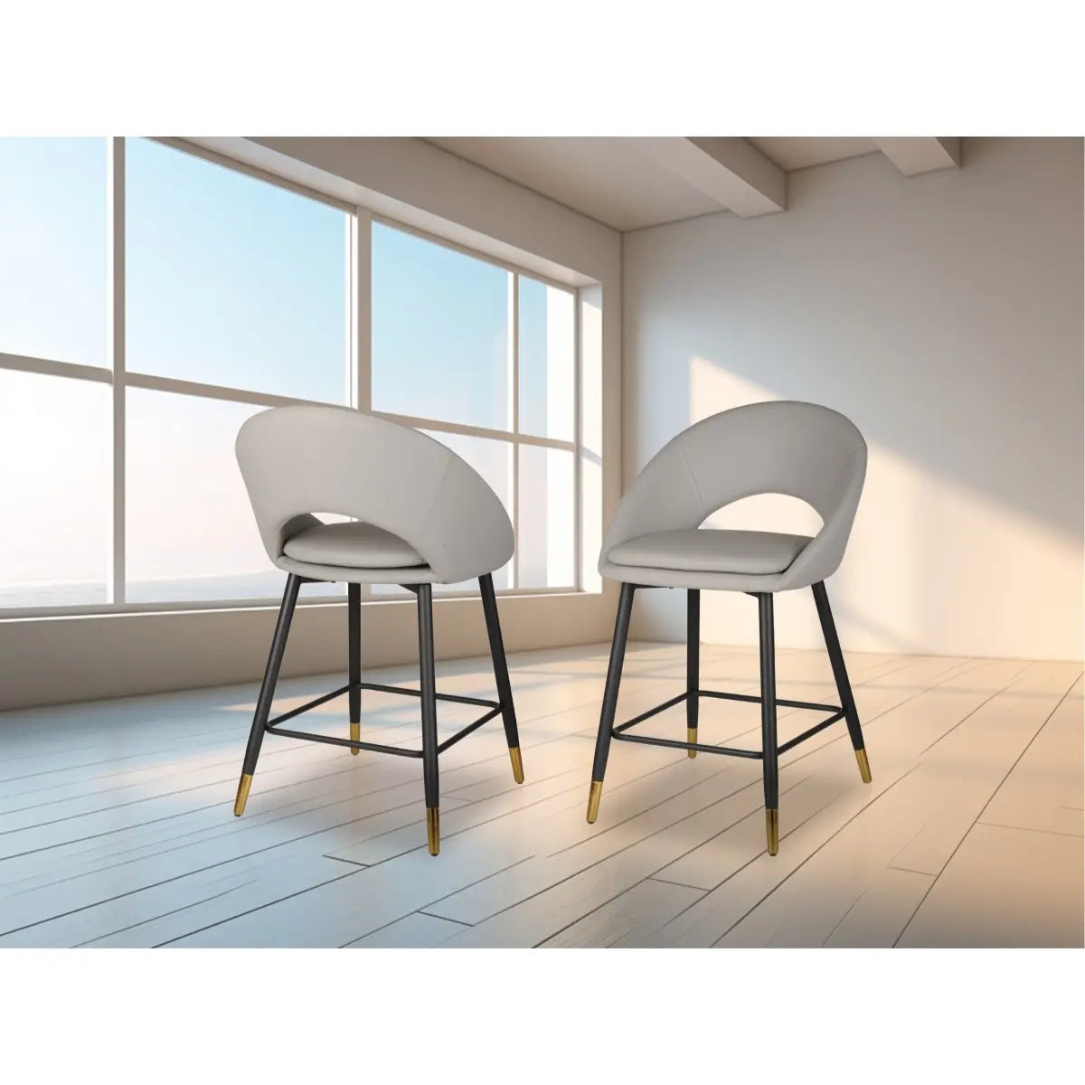 Mila Barstool Set in Grey Brassex