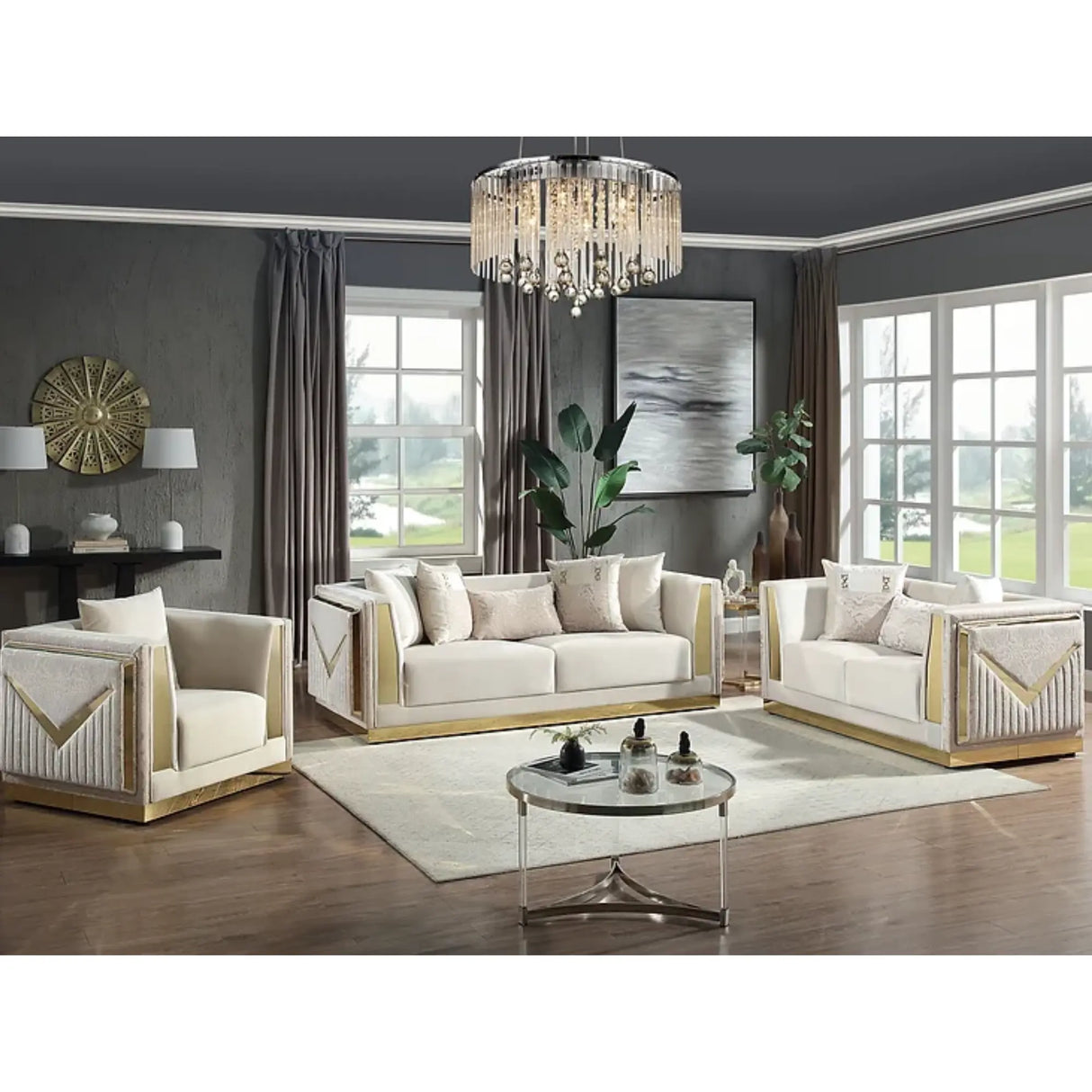Monaco Sofa Set in Cream Complete Home Furnish