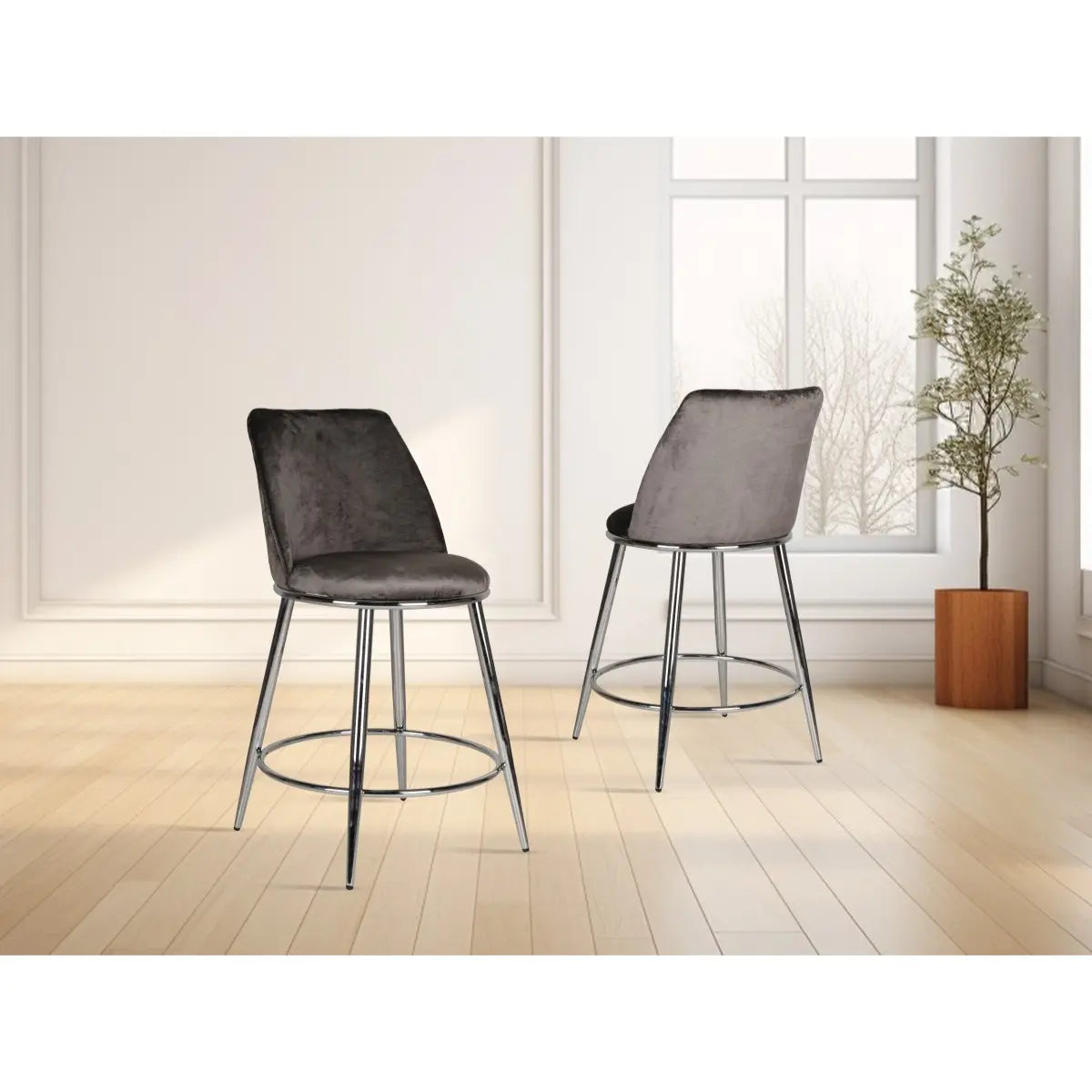 Nova Barstool Set in Grey Brassex