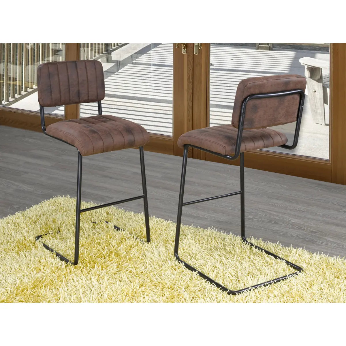 Prose Barstool Set in Brown Brassex