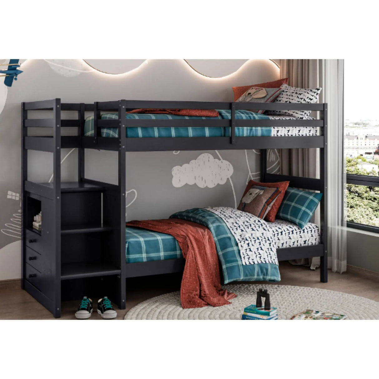 Stairway Twin over Twin Bunk Bed M.A.Z