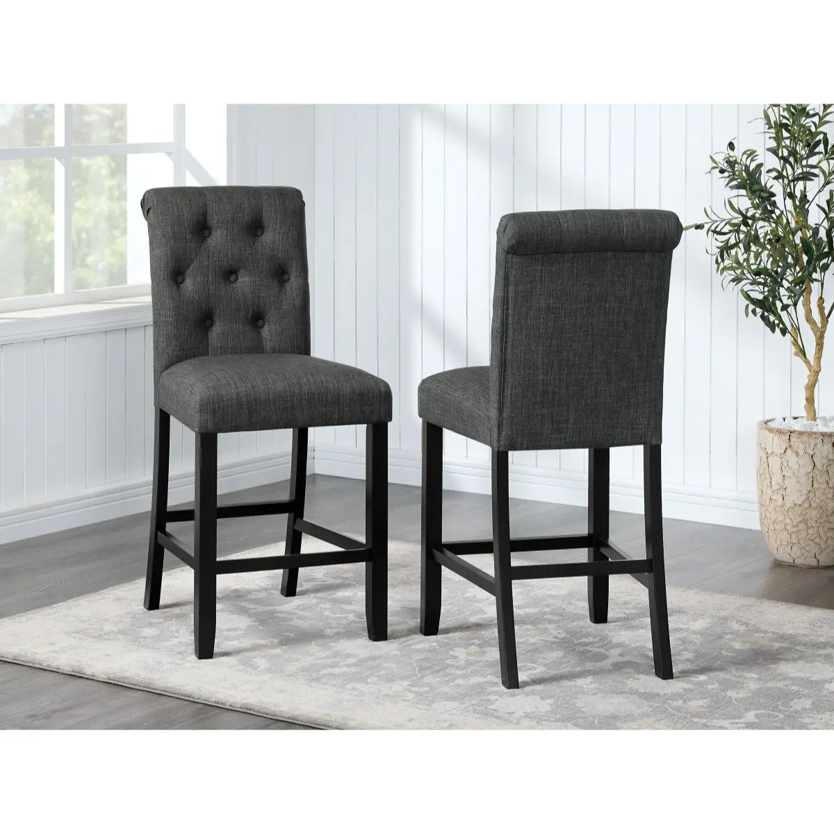 Stella Barstool Set in Grey Brassex