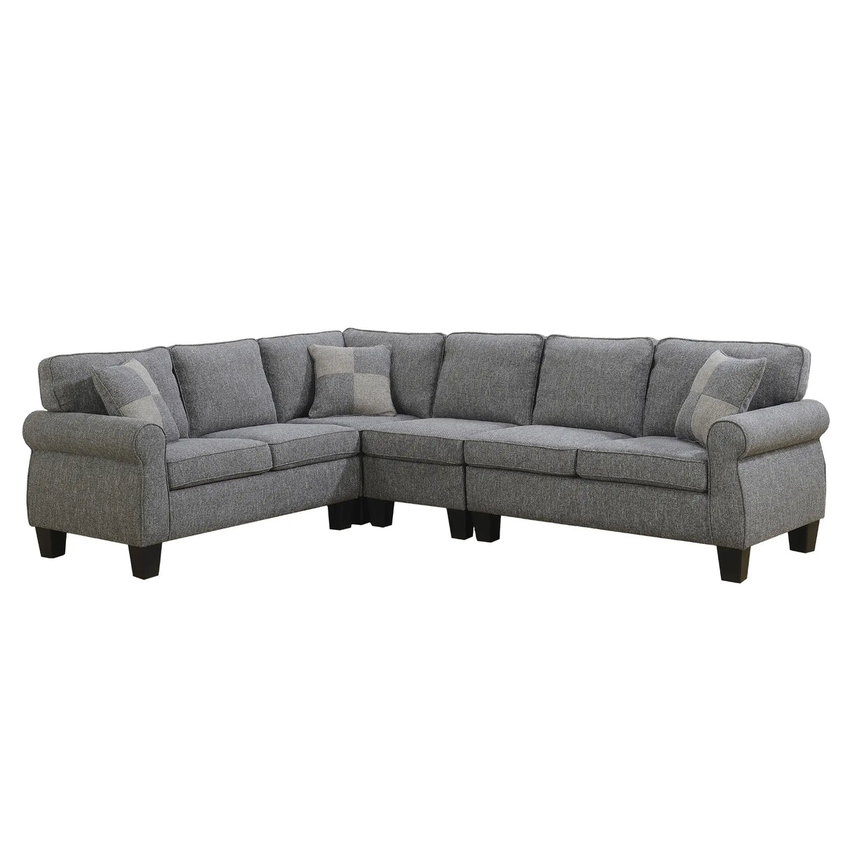 Victoria 5351 Fabric Sectional in Grey Brassex