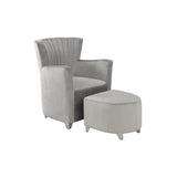 0711 Accent Chair and Ottoman Set in Grey Brassex