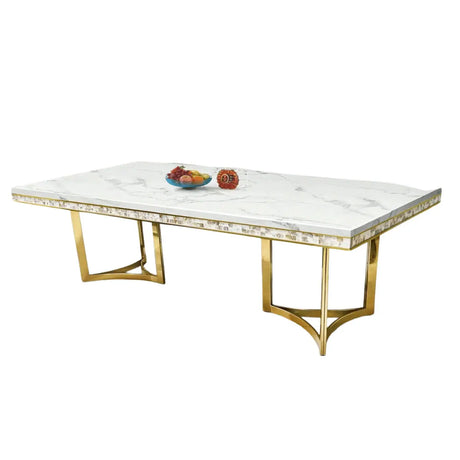 Kenrock 79 Inch Marble and Gold Dining Table - Complete Home Furnish