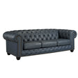 Chevron Genuine Leather sofa in Navy Sofa by Fancy