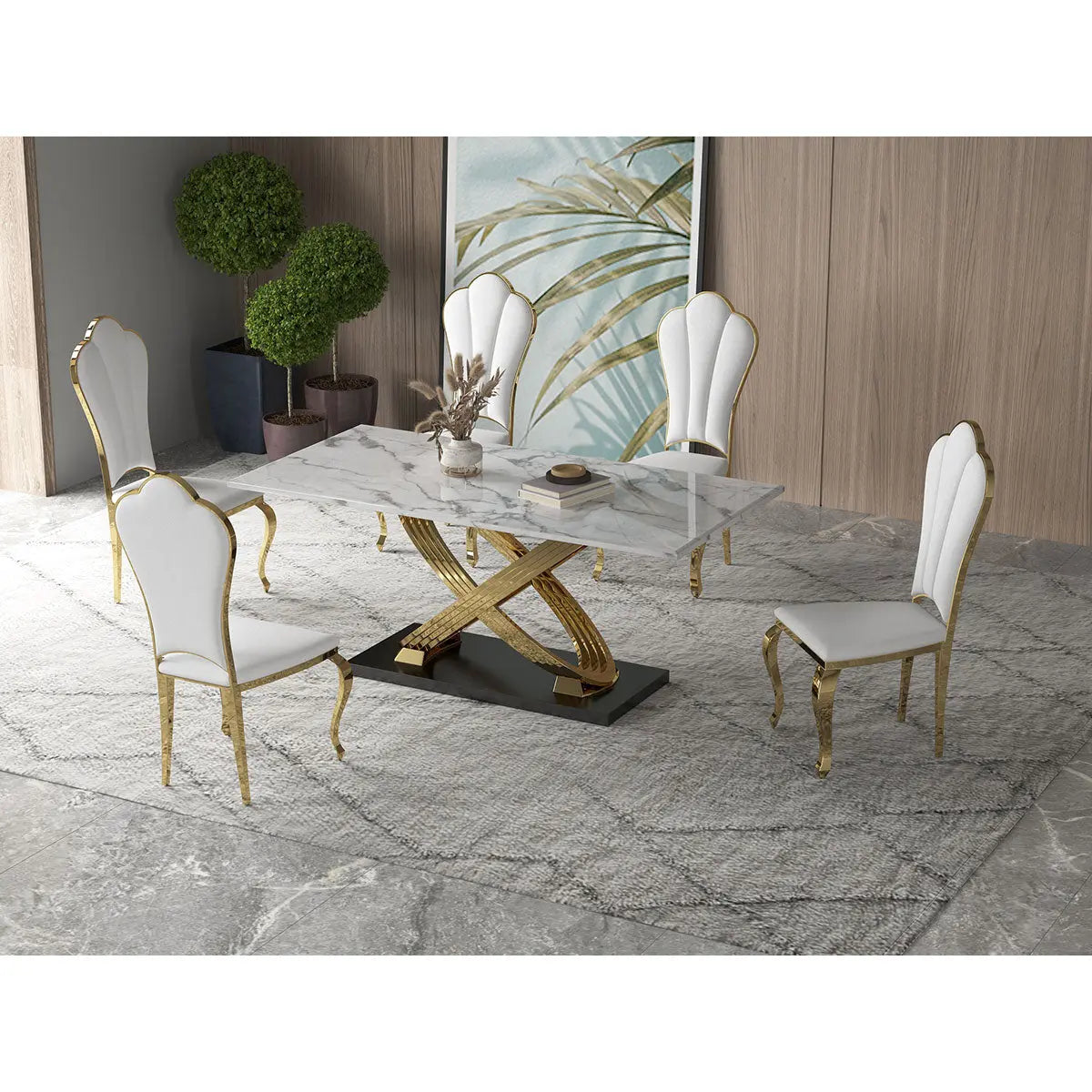 Aylin 6pc Dining Set in White/Gold Matrix Furniture