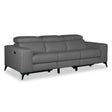 Amiyah Dual Power leather Reclining Sofa in Grey/Beige Matrix Furniture