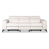 Amiyah Dual Power leather Reclining Sofa in Grey/Beige Matrix Furniture