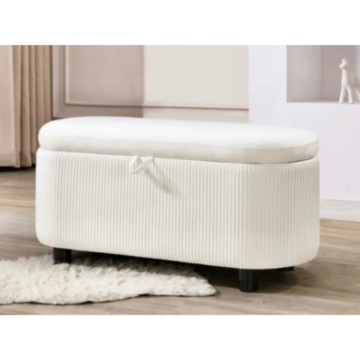 Classic Storage Bench in Beige Complete Home Furnish