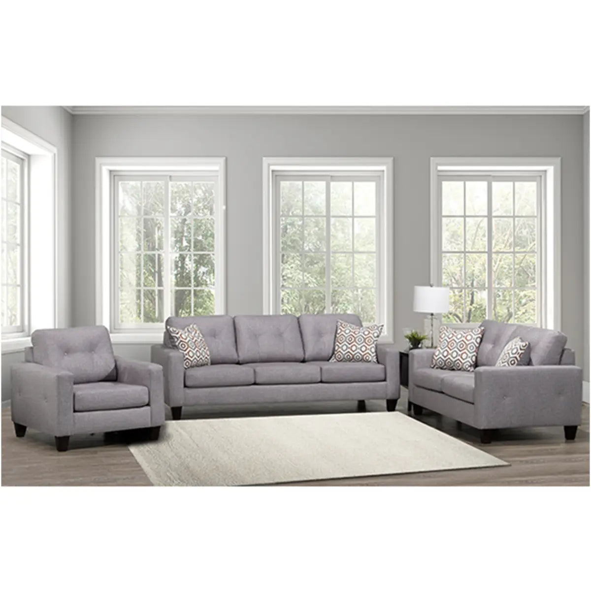 Fabric Sofa Set in Harman Grey 4442 Complete Home Furnish