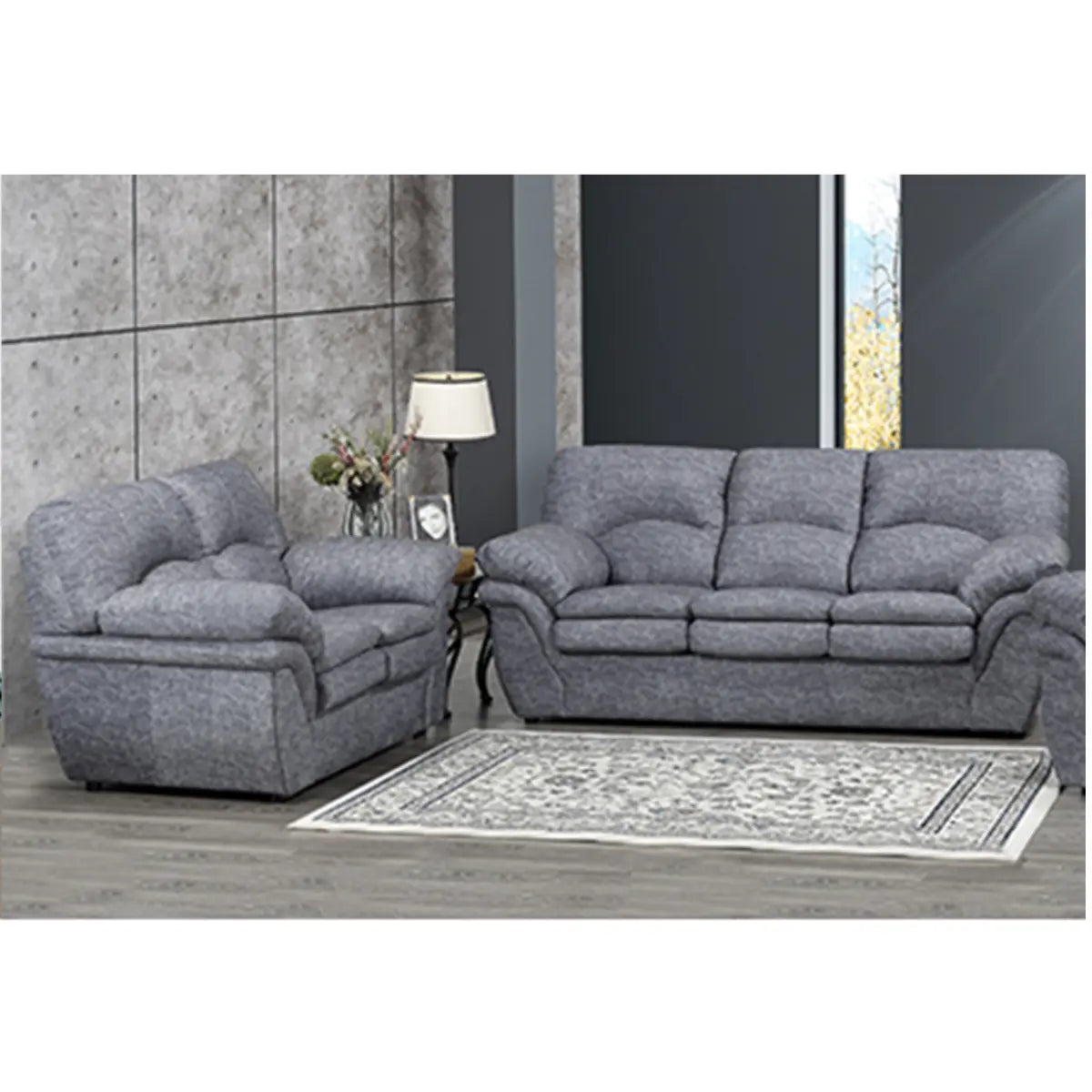 Chandler 6050 Sofa Set in Lovey's Pewter Complete Home Furnish