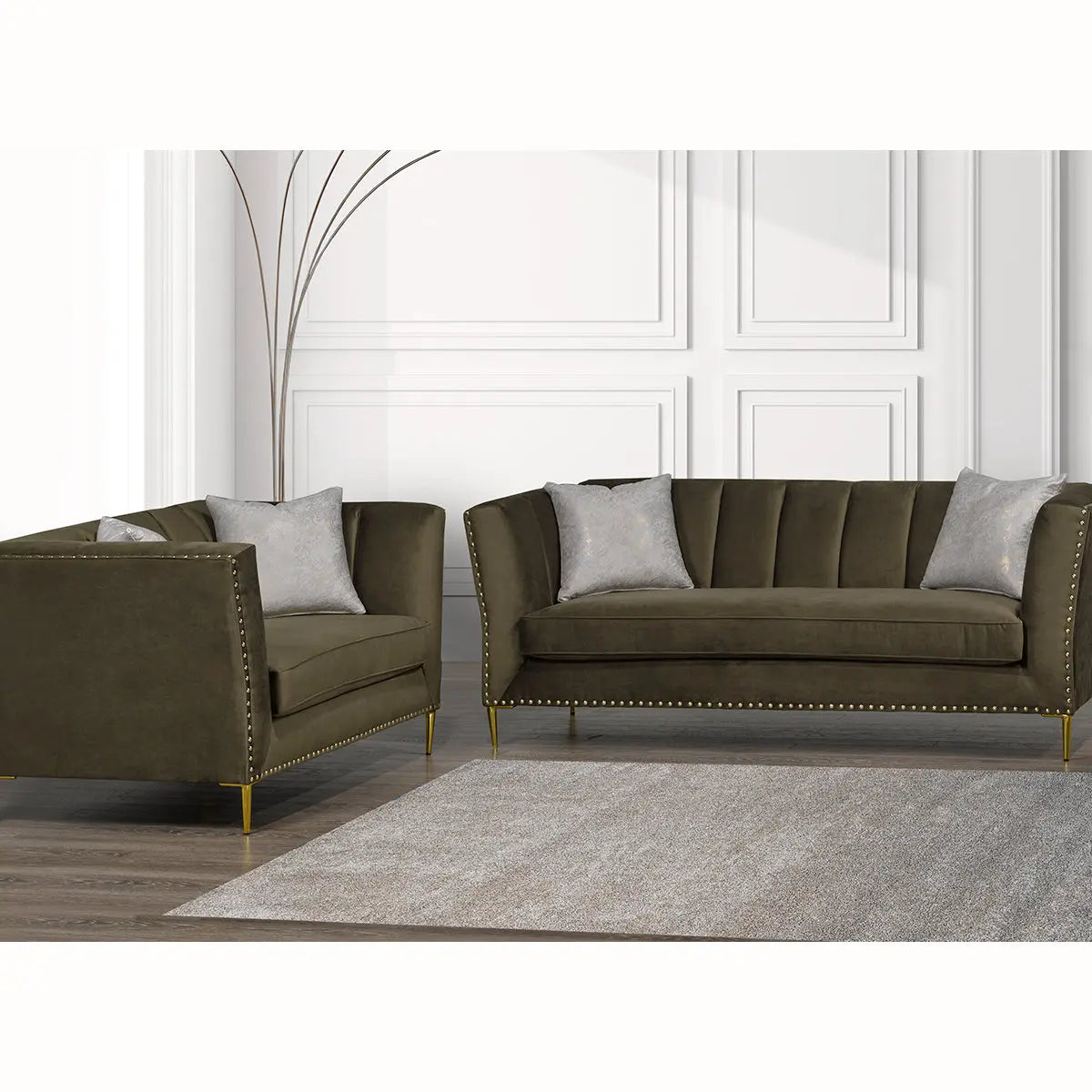 SBF Musone 2pc Sofa Set Olive Sofa by Fancy