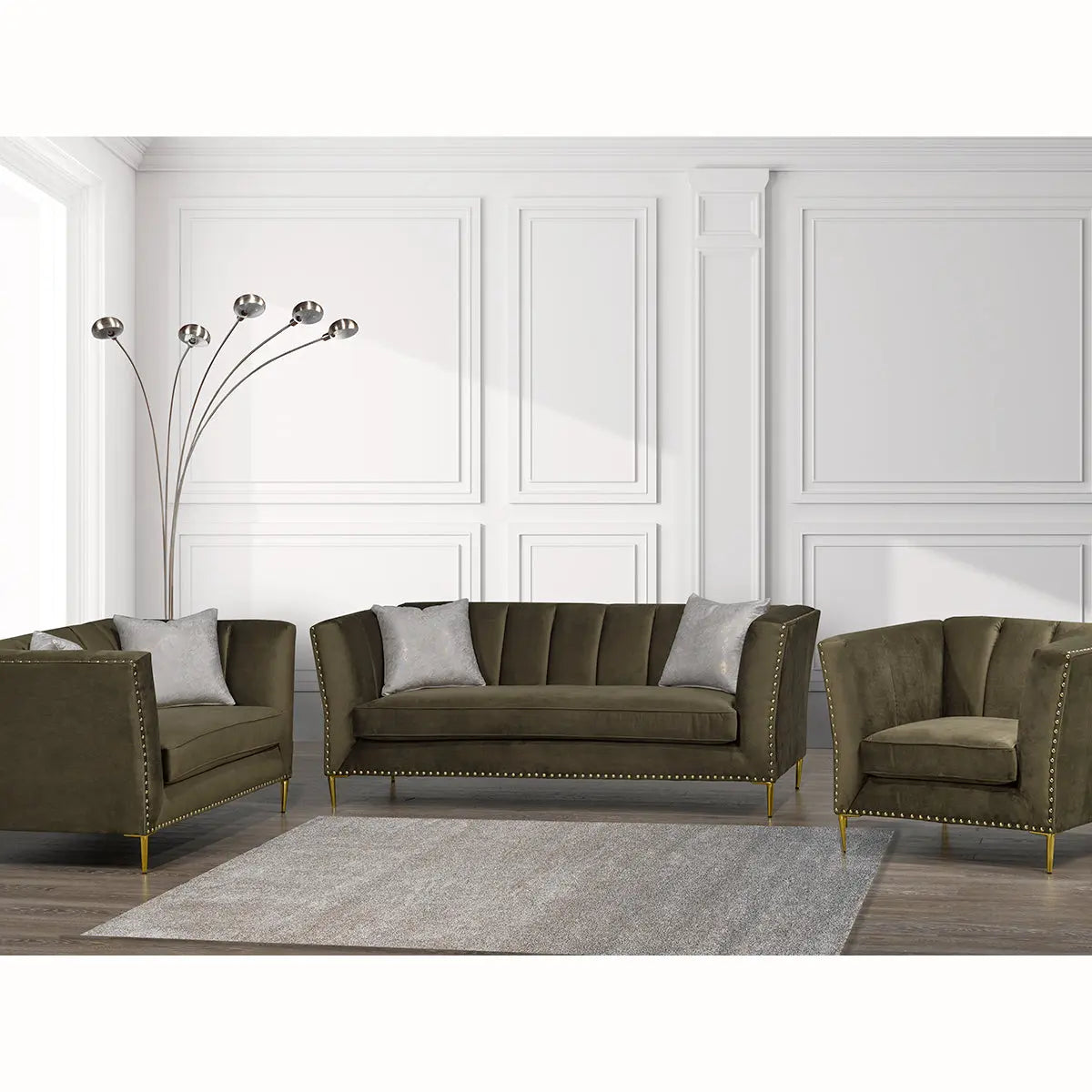 SBF Musone 3pc Sofa Set Olive Sofa by Fancy