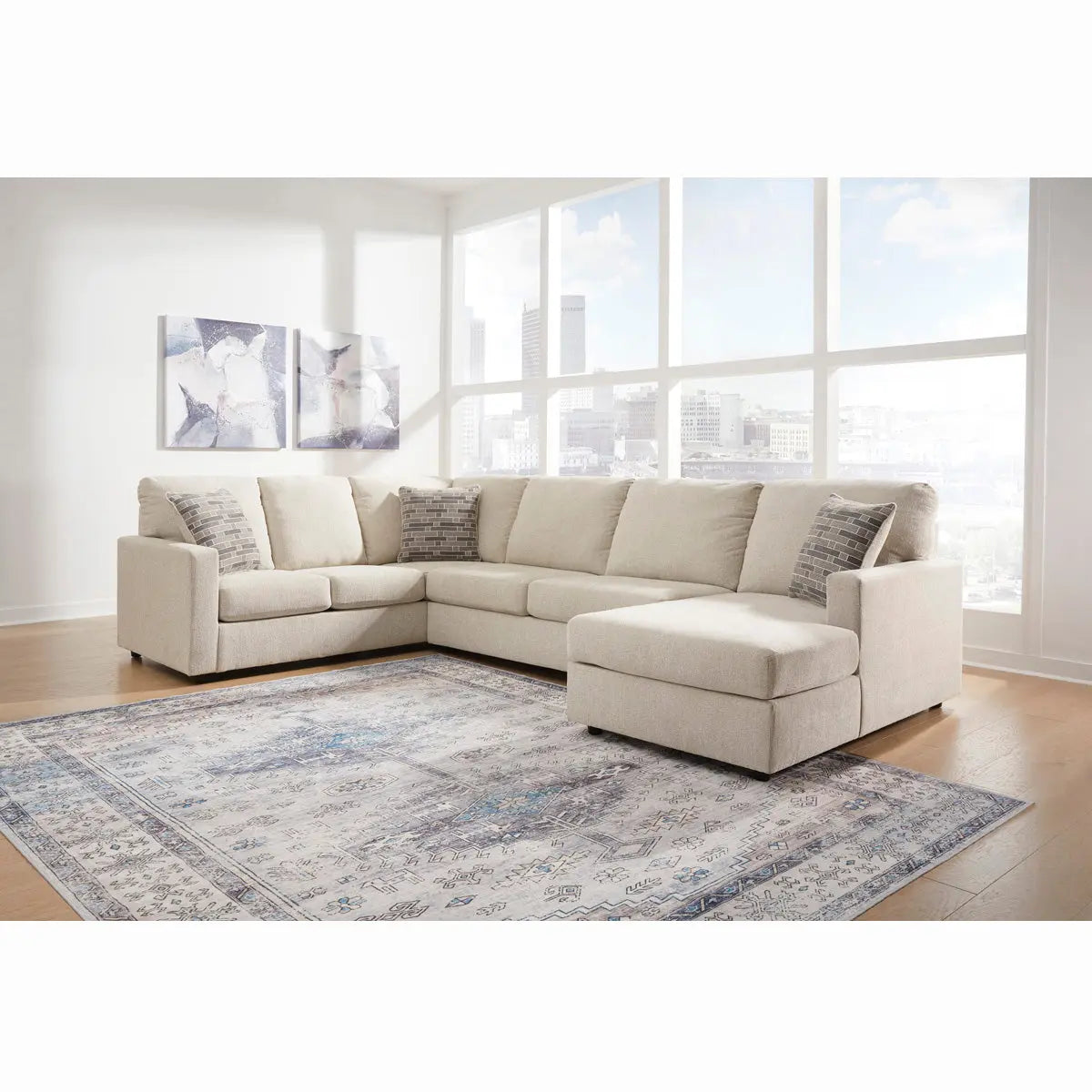 Ashley Edenfield 3Pc Sectional With Chaise in Linen Signature Design by Ashley