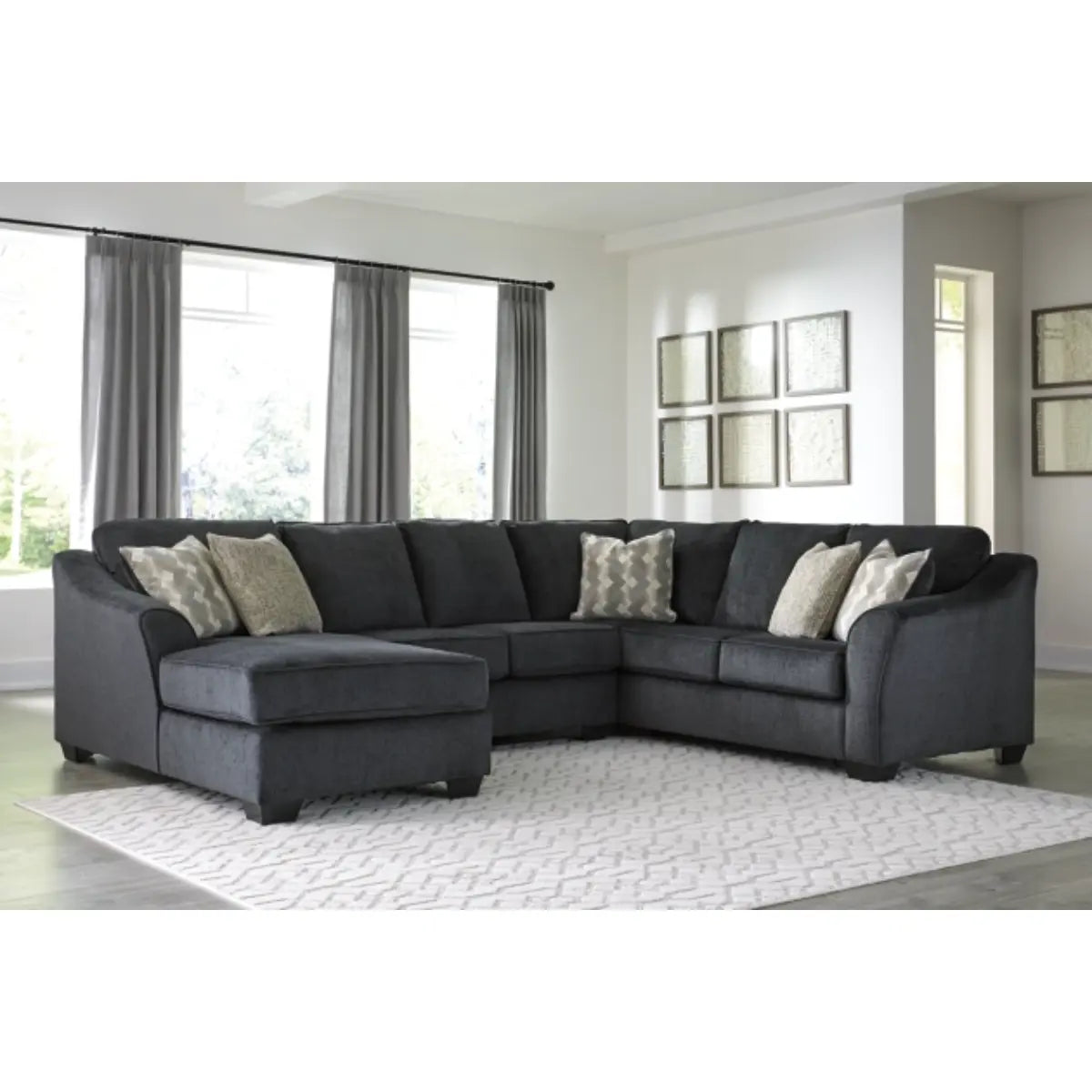 Ashley Eltmann 3Pc Sectional in Slate Complete Home Furnish