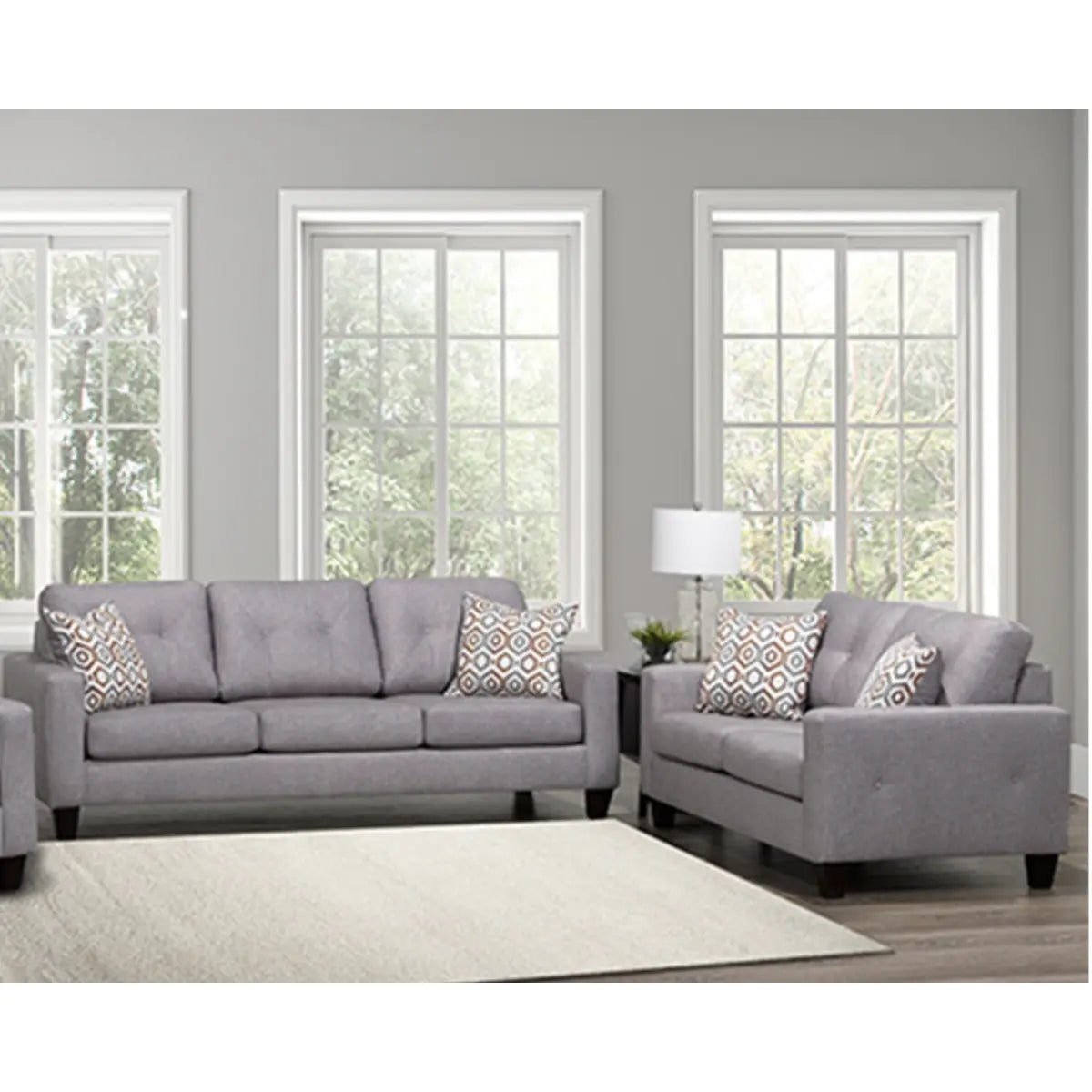 Fabric Sofa Set in Harman Grey 4442 Complete Home Furnish