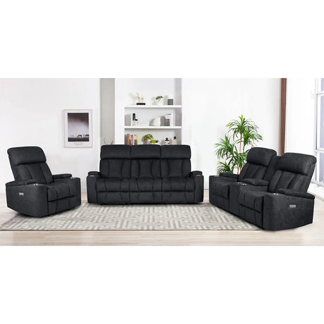 Calvino Power Reclining Sofa Set in Dark Grey Kwality