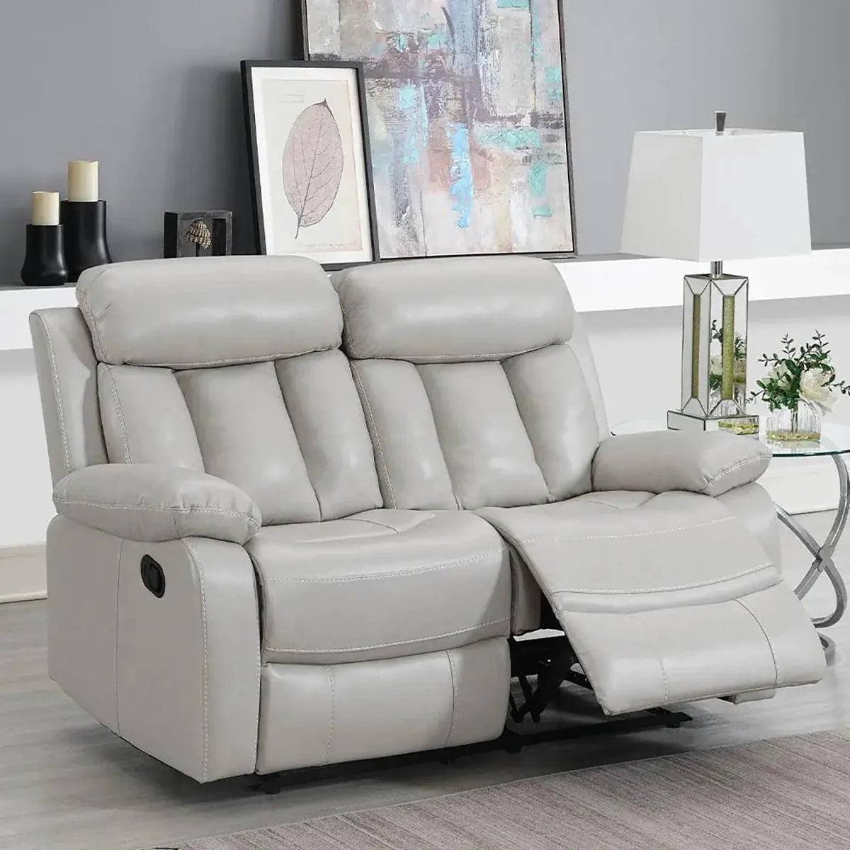 Merrion Leathaire Reclining Sofa Set in Beige Kwality