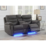 Kwality Morgan 3pc Power Reclining Leather Set in Grey Kwality