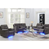 Kwality Morgan 3pc Power Reclining Leather Set in Grey Kwality