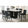 Folando 7 PC Marble Pub Dining Set in Black Kwality