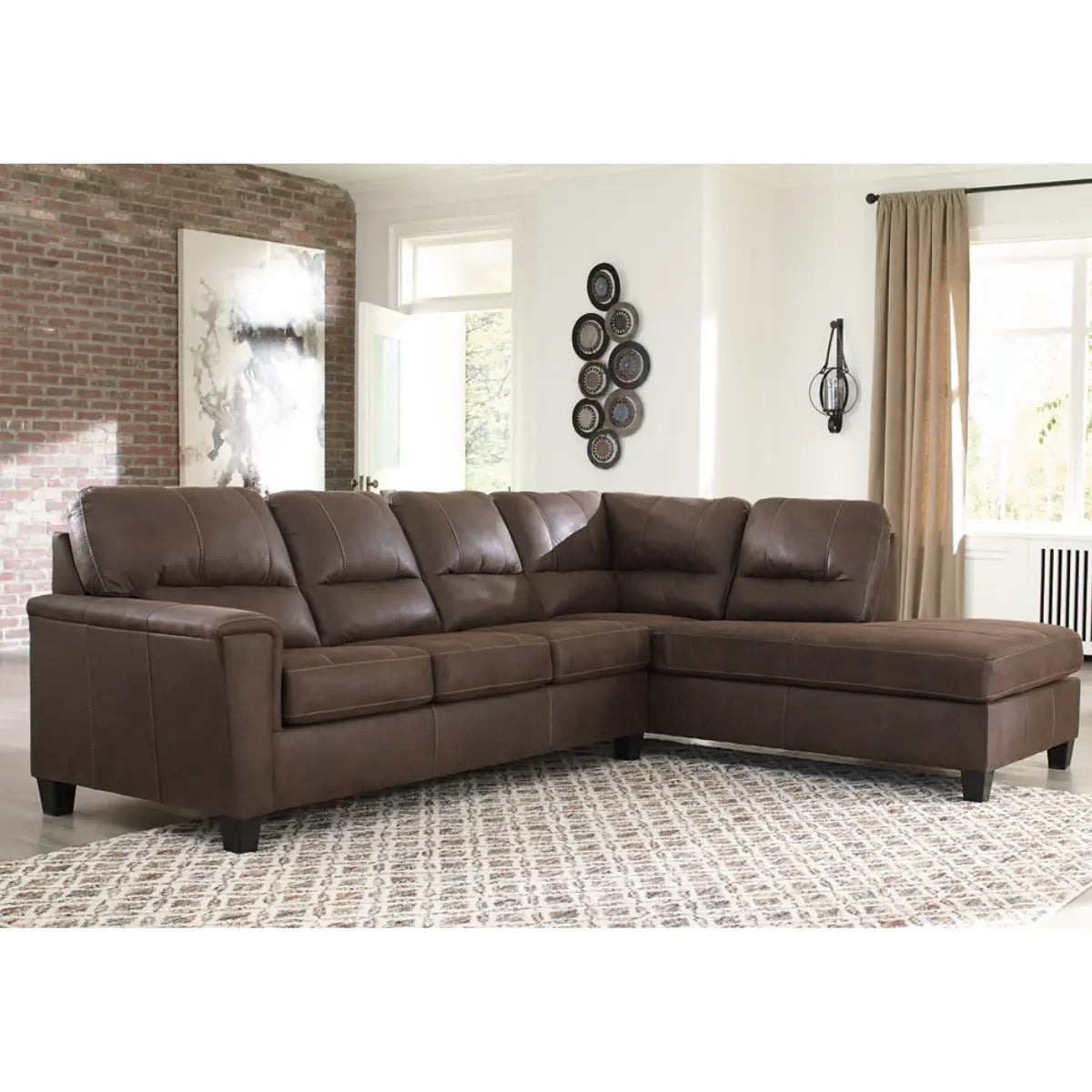 Navi 2Pc Sectional in Chestnut Brown Signature Design by Ashley