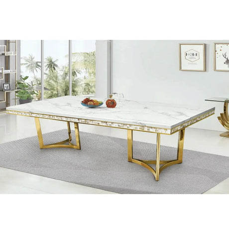 Kenrock 79 Inch Marble and Gold Dining Table - Complete Home Furnish