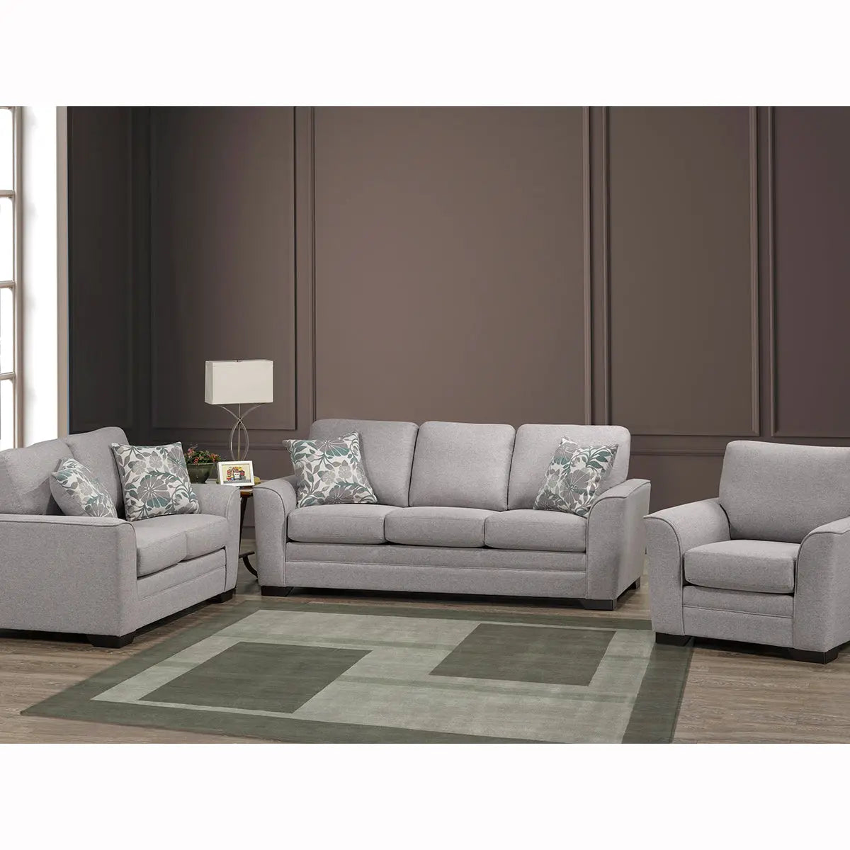 SBF Rayado 3pc Sofa Set Smoke Sofa by Fancy