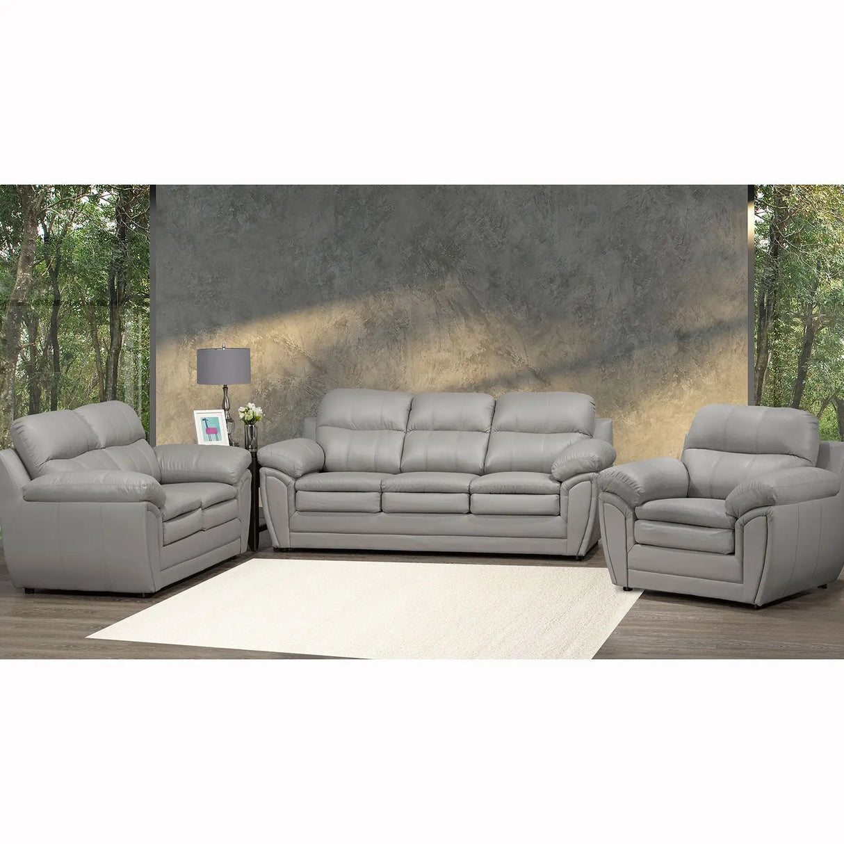 SBF Albia 3pc Sofa Set Steel Grey Sofa by Fancy