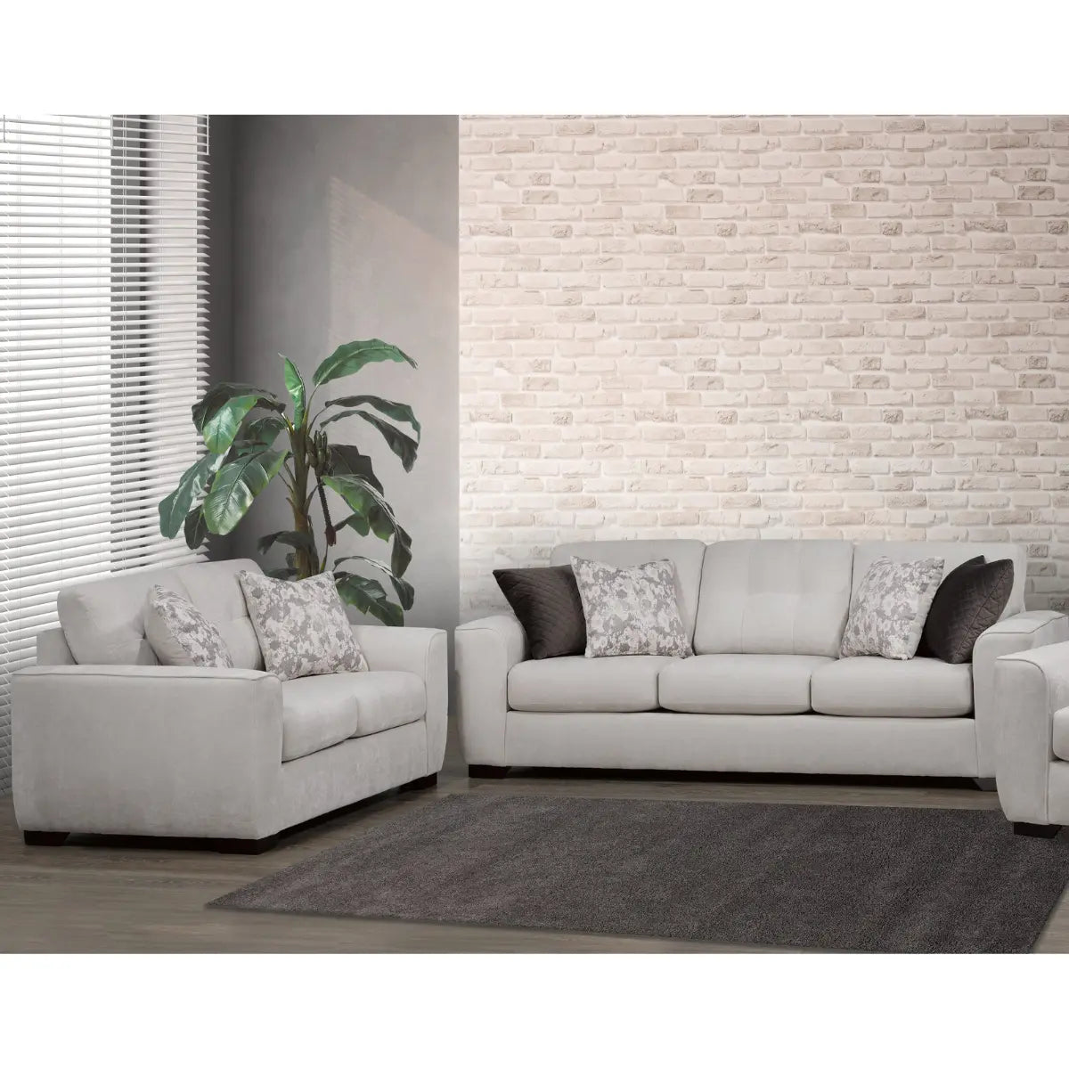 Whisper 5595 Sofa Set in Light Grey Sofa by Fancy