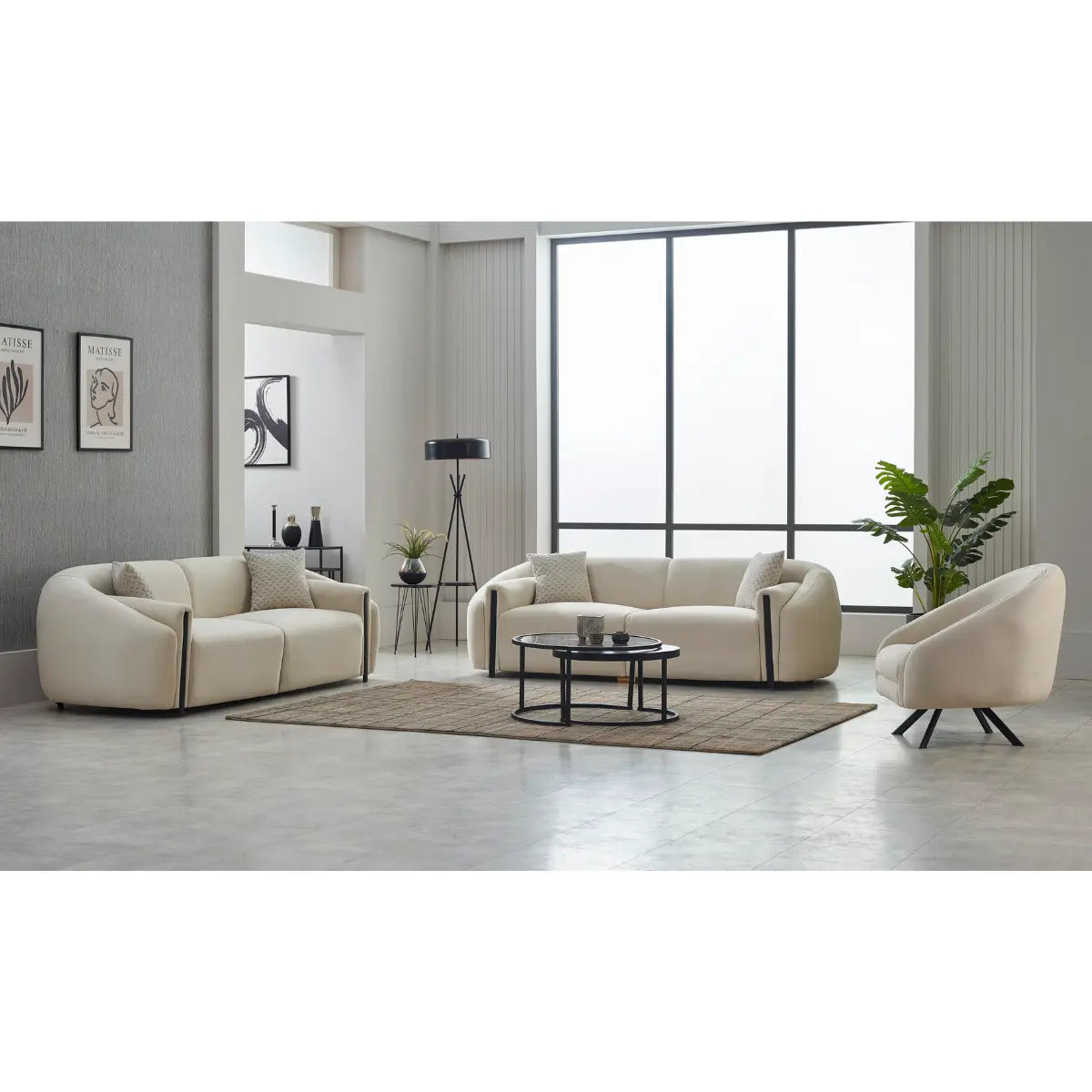 Heaven Sofa Set in Cream Decoline