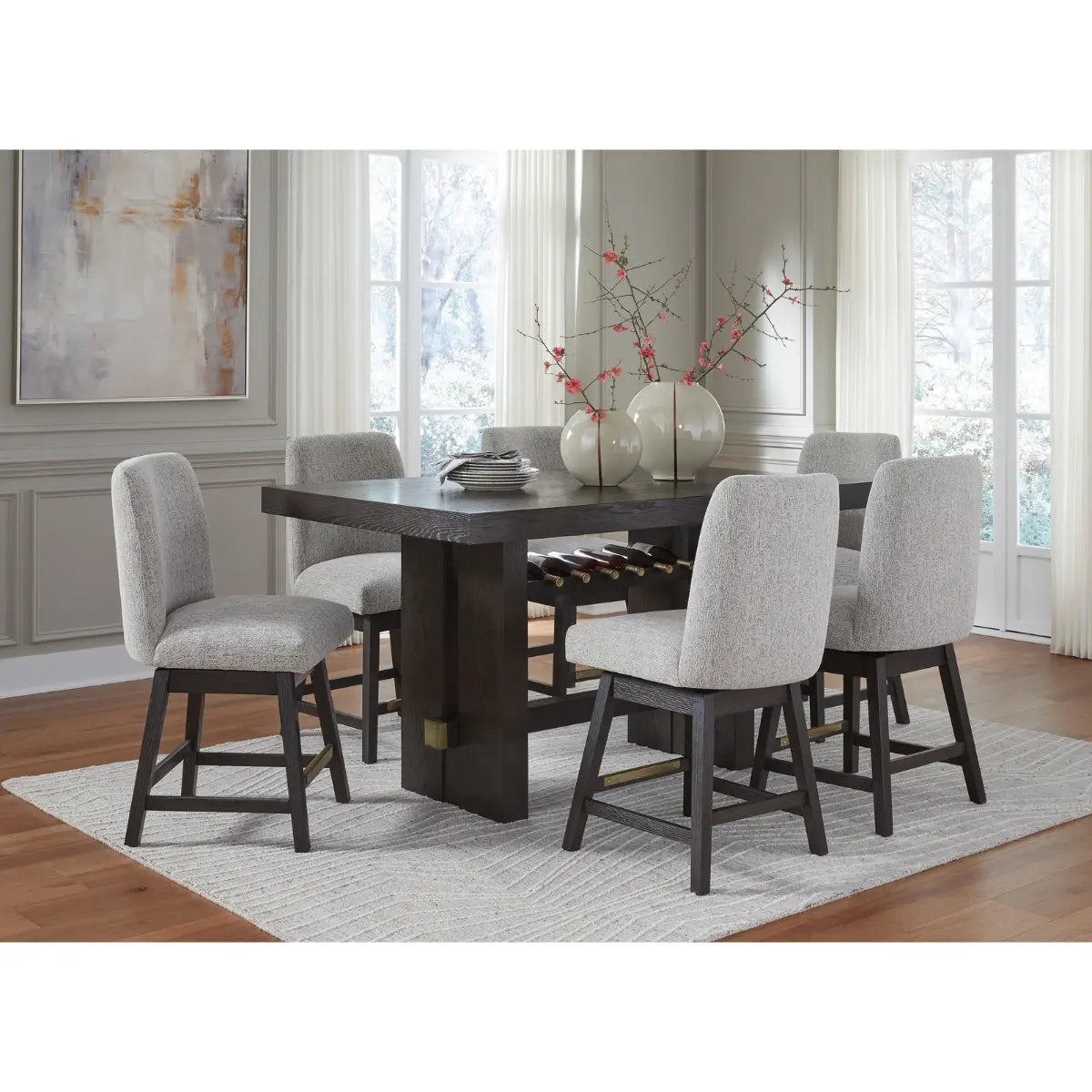 Ashley Burkhaus Pub Dining Set in Dark Brown Signature Design by Ashley