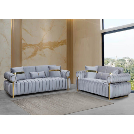 6077 Sofa Set in Grey Galaxy