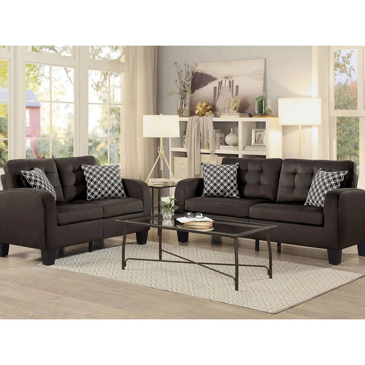 Sinclair Fabric Sofa Set in Brown - Complete Home Furnish