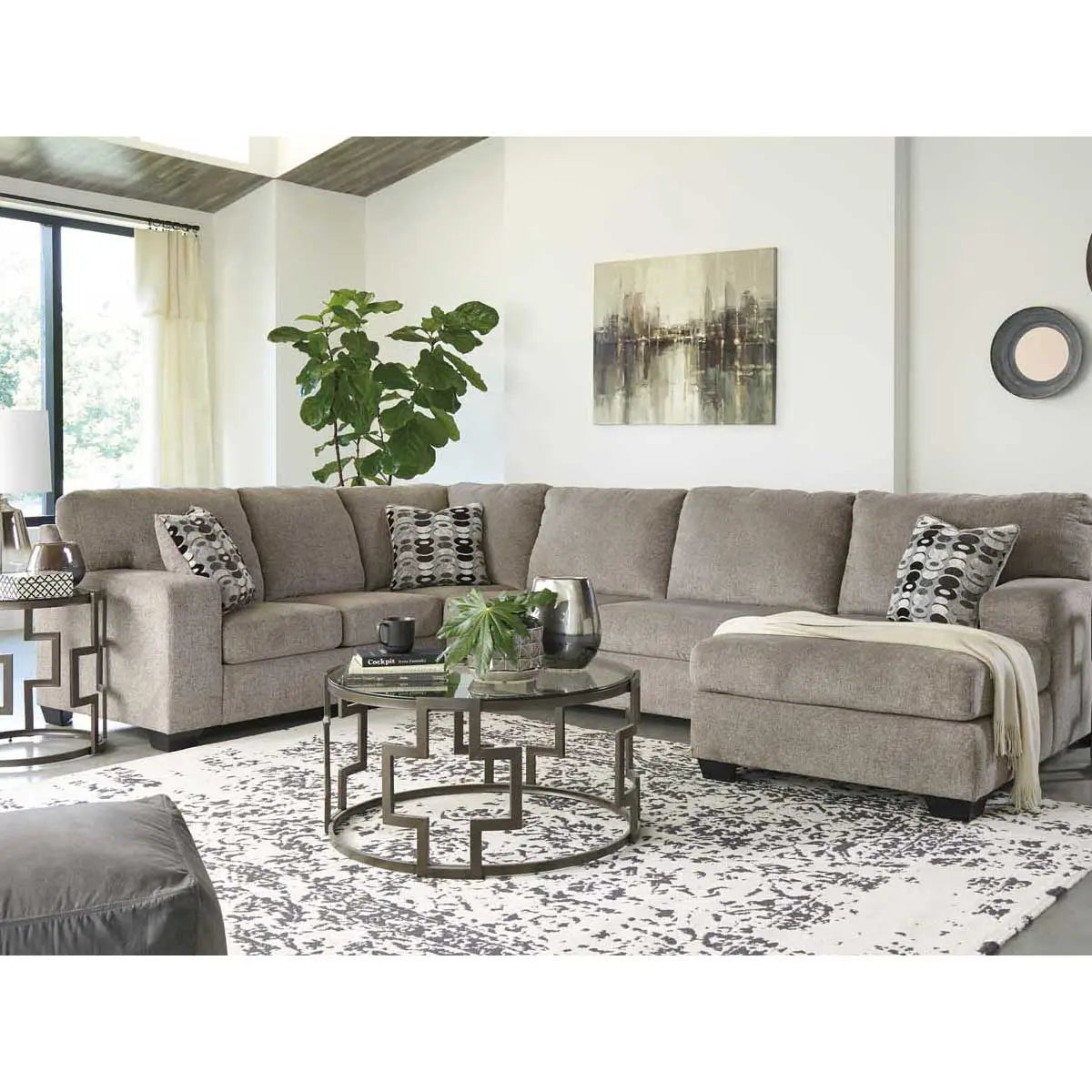 Ashley Ballinasloe 3 Piece RFH Sectional in Platinum - Complete Home