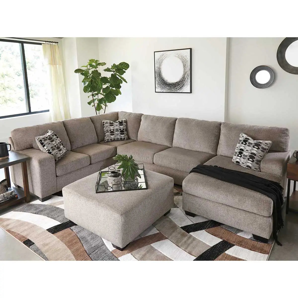 Ashley Ballinasloe 3 Piece RFH Sectional in Platinum - Complete Home