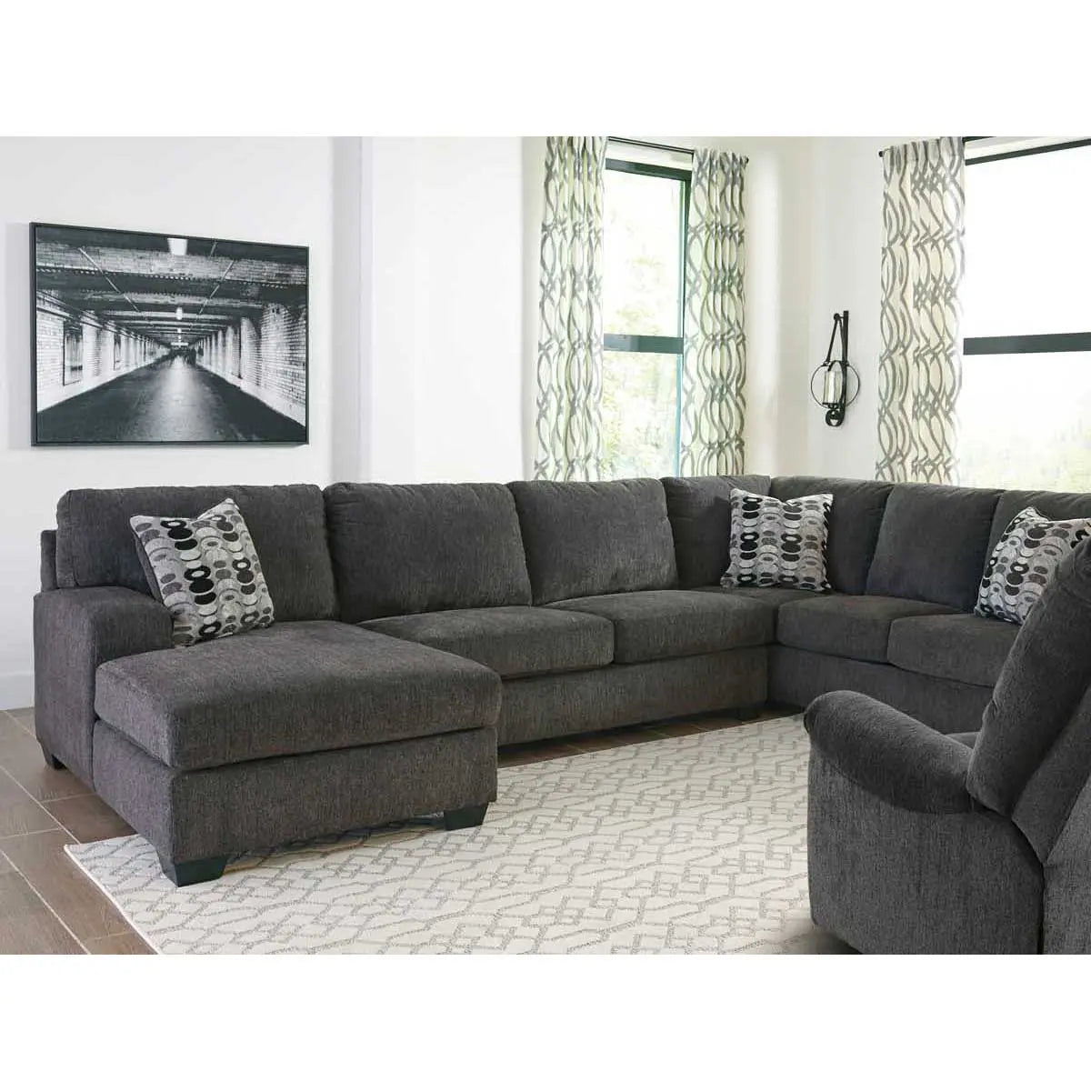 Ashley Ballinasloe 3 Piece LFH Sectional in Smoke - Complete Home