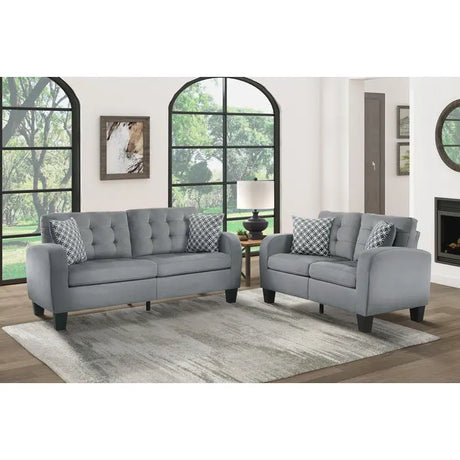 Sinclair 2 pc Fabric Sofa Set in Grey - Complete Home Furnish