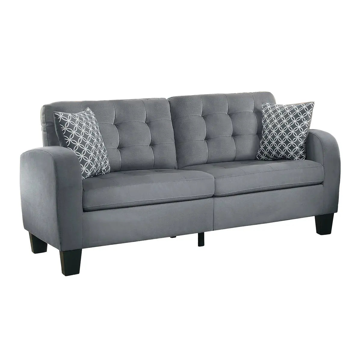 Sinclair 2 pc Fabric Sofa Set in Grey - Complete Home Furnish