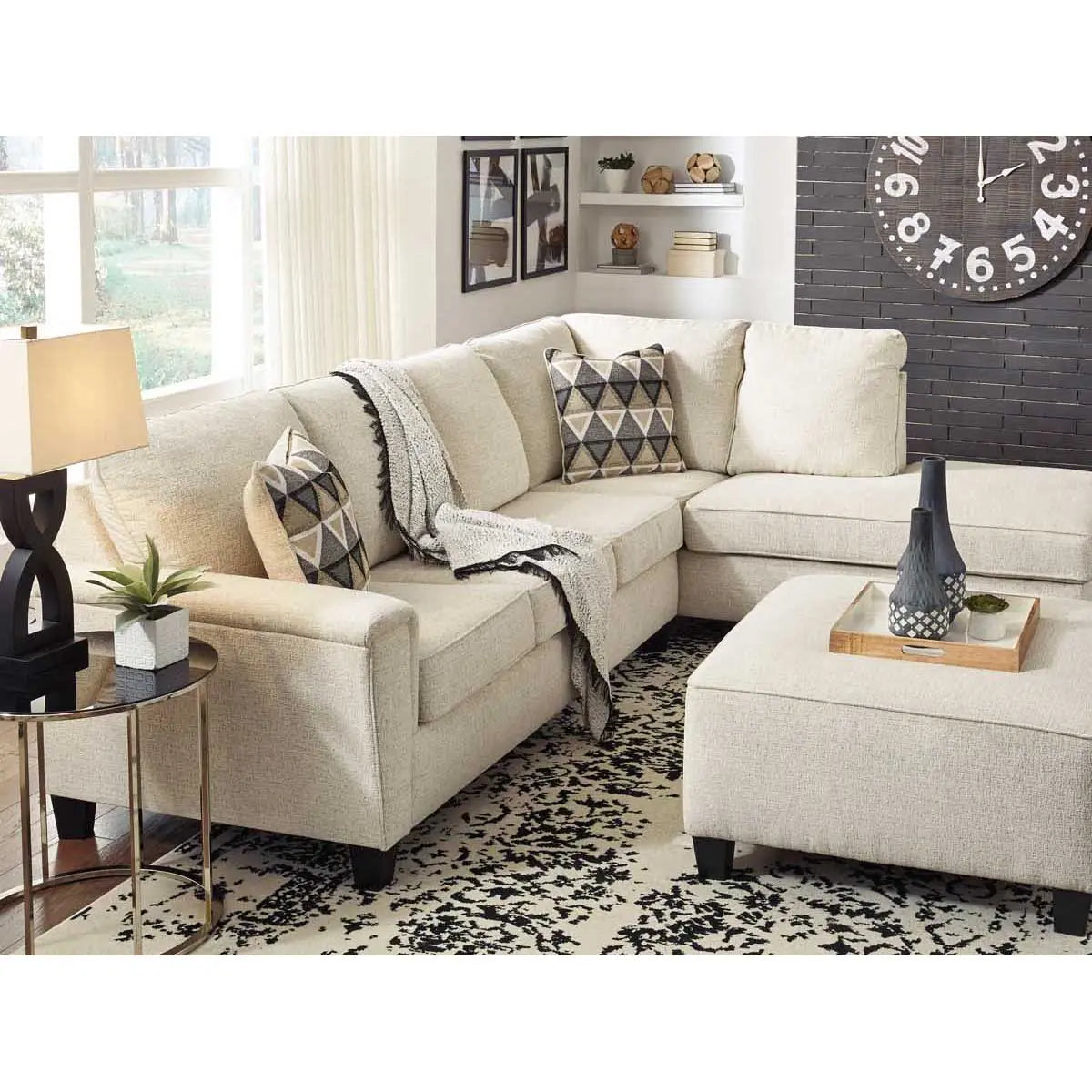 Ashley Abinger 2 Piece RFH Sectional with Chaise in Natural - Complete Home Furniture