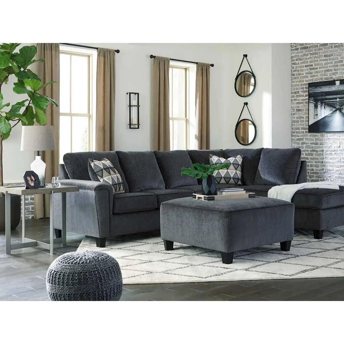 Ashley Abinger 2 Piece RFH Sectional with Chaise in Smoke - Complete Home Furniture