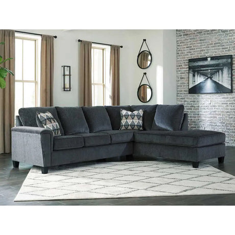 Ashley Abinger 2 Piece RFH Sectional with Chaise in Smoke - Complete Home Furniture