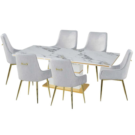 Marble Look 7Pc Dining Set T200-3057 B2M