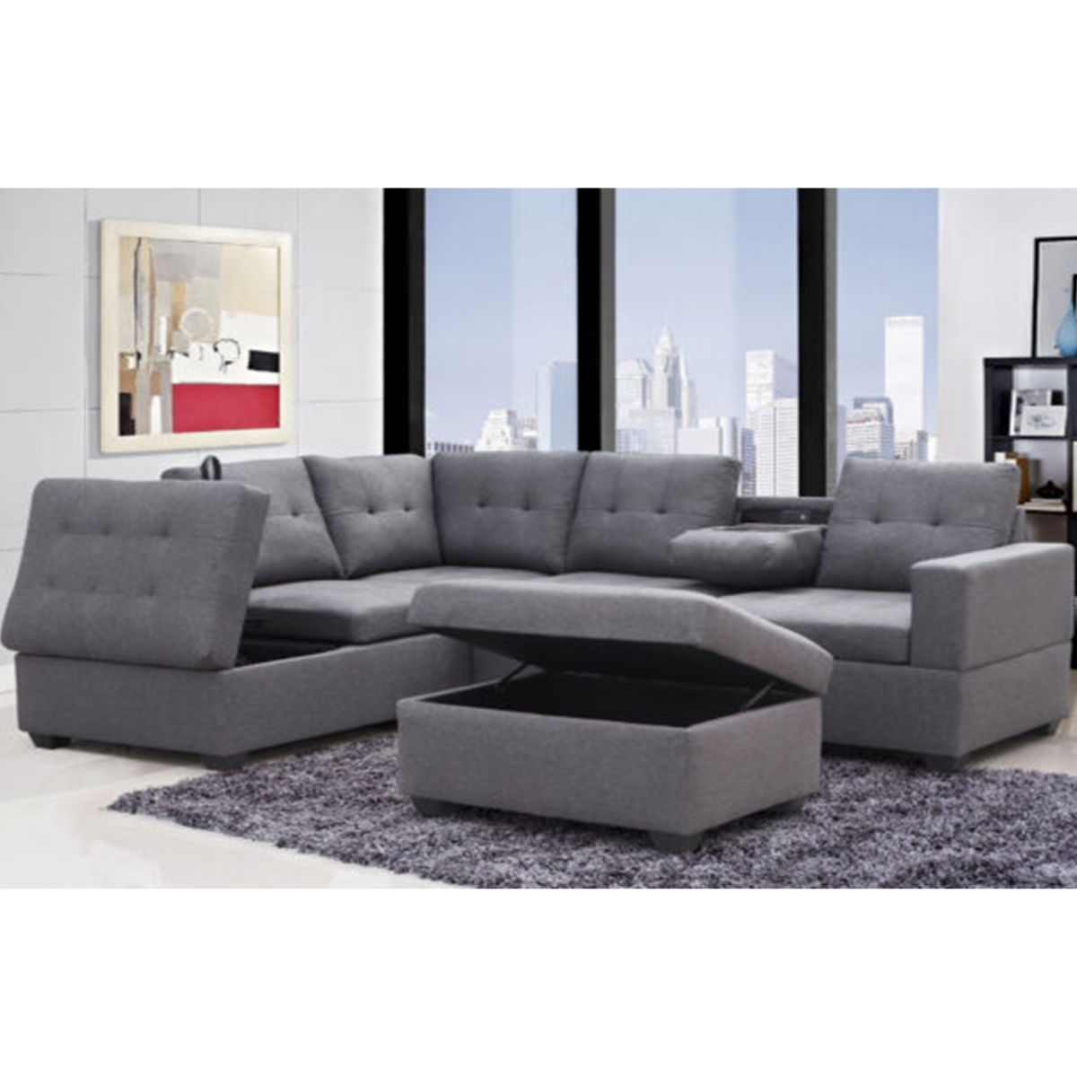 9289 2Pc Sectional with Ottoman