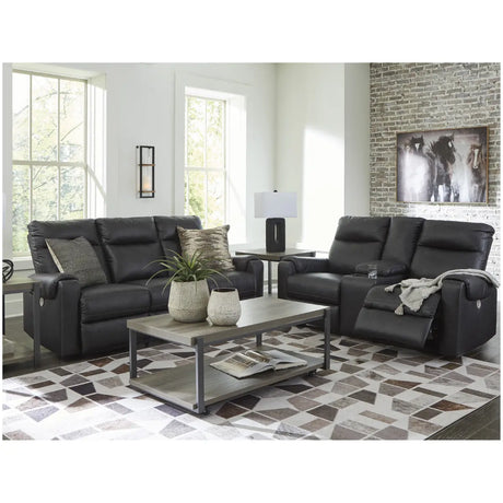 Ashley Axtellton Recliner Sofa Set in Carbon Signature Design by Ashley