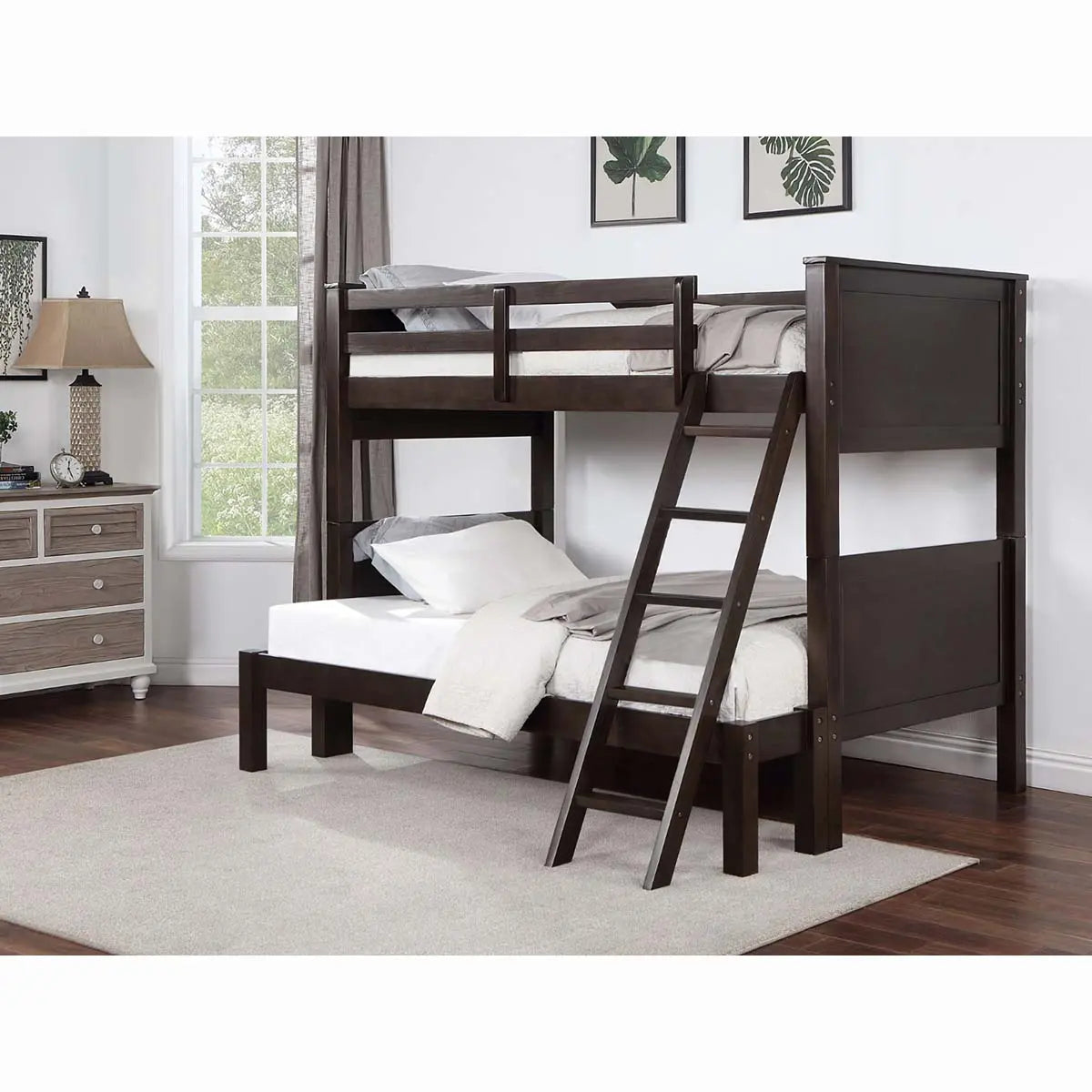 Shaw Twin-Full Bunk Bed in Dark Brown M.A.Z