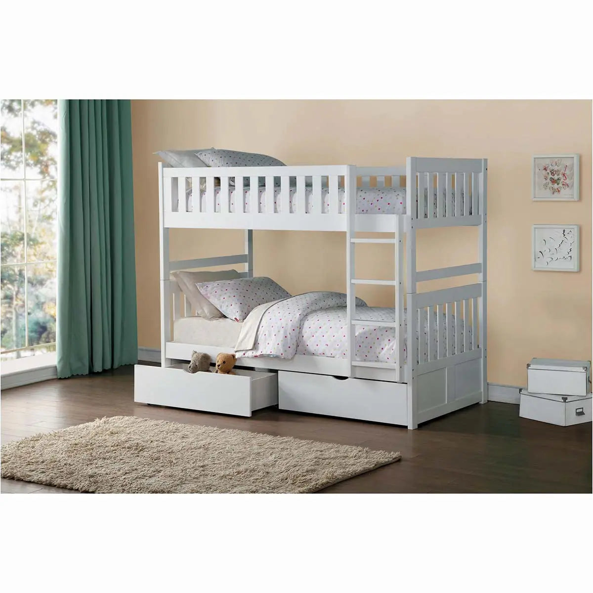 Galen Twin Over Twin Bunkbed in White B2053FFW M.A.Z