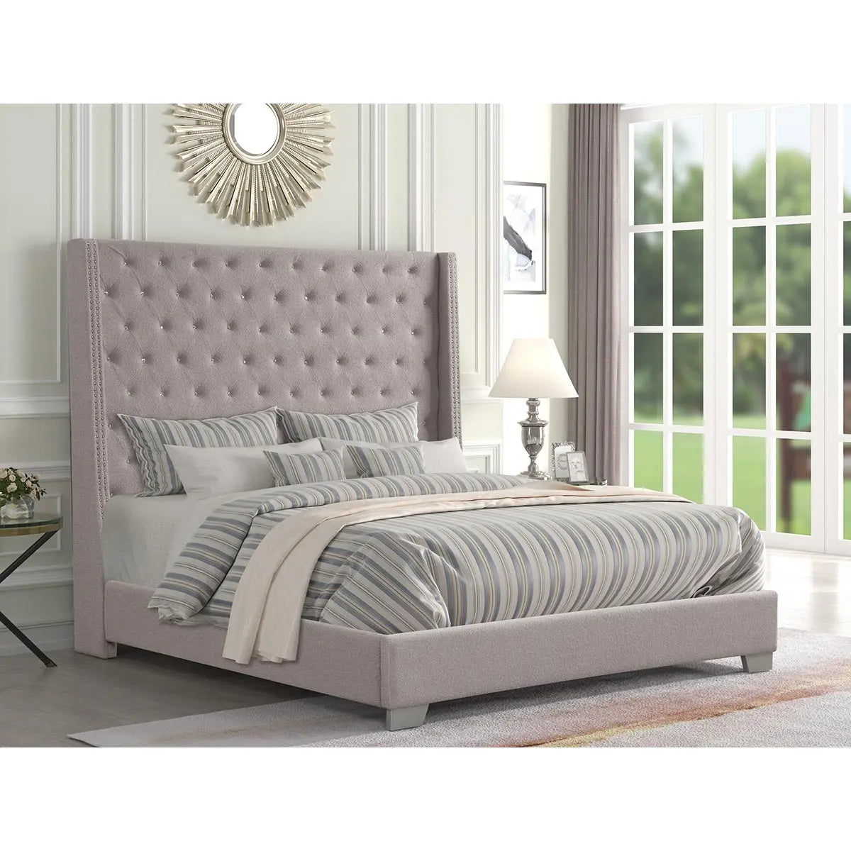 Lyra Upholstered Platform Bed in Grey Kwality